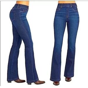 Spanx Clean Indigo Bootcut Trousers Size L Dark Wash Jeans Pull On Stretch 32x30